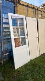 Deuren oude hardhouten met panelen, Ophalen, Binnendeur, 200 tot 215 cm, Glas