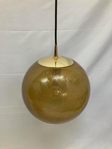 Vintage Peill und Putzler hanglamp ø35 amber bubbelglas NOS! beschikbaar voor biedingen