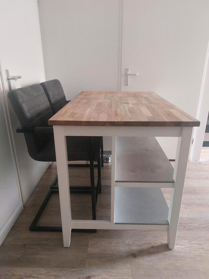 IKEA Keuken Eiland Bartafel met stoelen, Huis en Inrichting, Tafels | Eettafels, Zo goed als nieuw, Rechthoekig, Ophalen of Verzenden