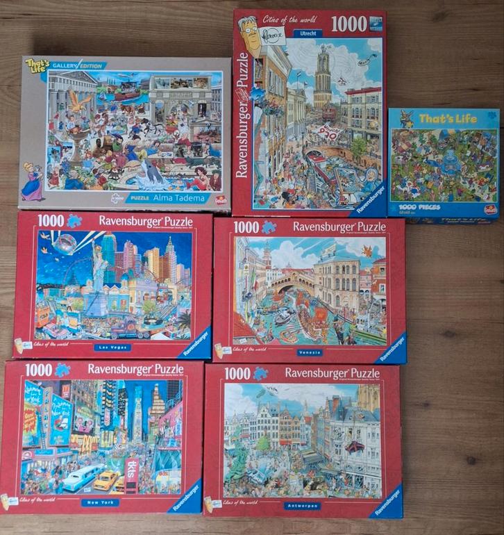 Ravensburger Steden Puzzels + 2 Gratis, Hobby en Vrije tijd, Denksport en Puzzels, Zo goed als nieuw, 500 t/m 1500 stukjes, Ophalen