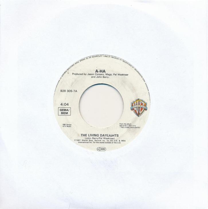 315 Aha - The living daylights (1987), Cd's en Dvd's, Vinyl Singles, Gebruikt, Single, Pop, 7 inch, Ophalen of Verzenden