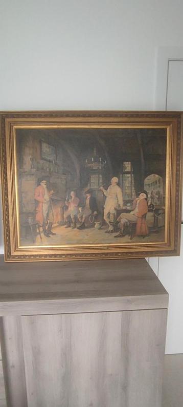 Olie schilderij op doek de pijprokers Frank Moss Bennett  beschikbaar voor biedingen