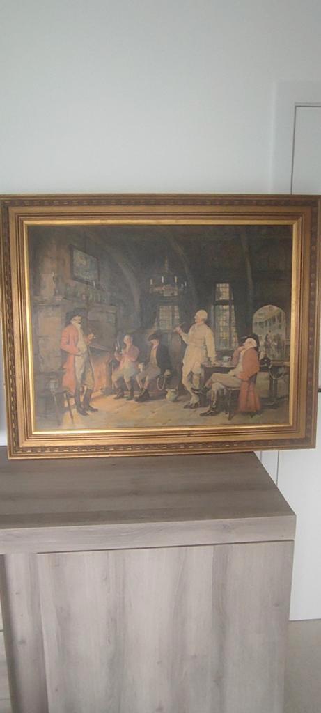 Olie schilderij op doek de pijprokers Frank Moss Bennett, Antiek en Kunst, Kunst | Schilderijen | Klassiek, Ophalen of Verzenden