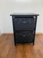 Zwart kastje met manden, Huis en Inrichting, Minder dan 50 cm, 1 of 2 laden, Ophalen of Verzenden, Zo goed als nieuw