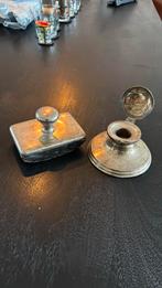 Antieke zilveren inktpot + blotter, Ophalen of Verzenden