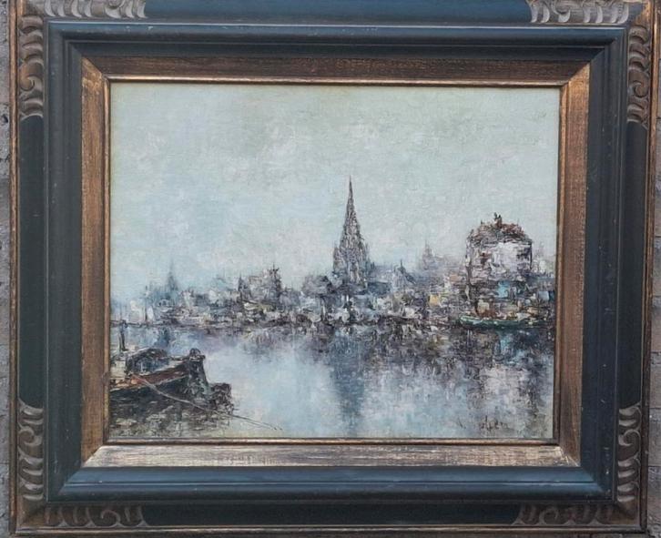 Vulpen(1915-1991),Zicht op Antwerpse haven. Impressionistisc, Antiek en Kunst, Kunst | Schilderijen | Klassiek, Ophalen