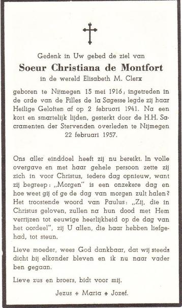 Nijmegen 1916 - 1957 Elisabeth Clerx beschikbaar voor biedingen