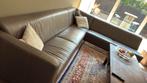 Bankstelsel leer grijsgroen hoekmodel 280x240x66 cm, Ophalen of Verzenden, Gebruikt, Leer, Modern lounge