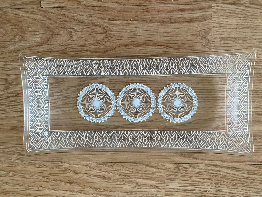 Mooie vintage glazen cakeschaal, Antiek en Kunst, Antiek | Glas en Kristal, Ophalen of Verzenden