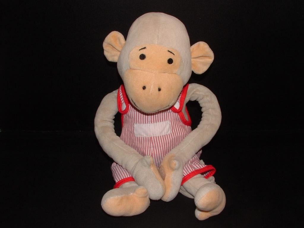 AJENA NOUNOURS PIPO AAP GROOT VELOURS GRIJS/ROOMWIT MET, Verzenden, Zo goed als nieuw, Overige typen