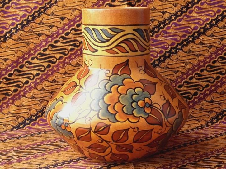 Prachtige oude vaas van Chameleon Ware plateel uit Engeland., Antiek en Kunst, Antiek | Vazen, Ophalen of Verzenden