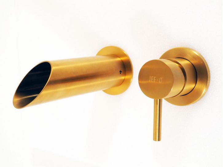 JEE-O Pure 2 gats luxe wand wastelmengkraan dark gold, Doe-het-zelf en Verbouw, Sanitair, Nieuw, Kraan, Koper, Rvs, Ophalen of Verzenden