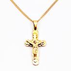 Stalen 45cm Ketting en Kruis met Jezus Goudkleurig - unisex, Sieraden, Tassen en Uiterlijk, Kettingen, Birgitta-Gracht 33, 6465 EL Kerkrade, Nederland
