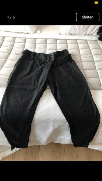 CORA KEMPERMAN BROEK PANTALON ZWART LINNRN MET OVERSLAG beschikbaar voor biedingen