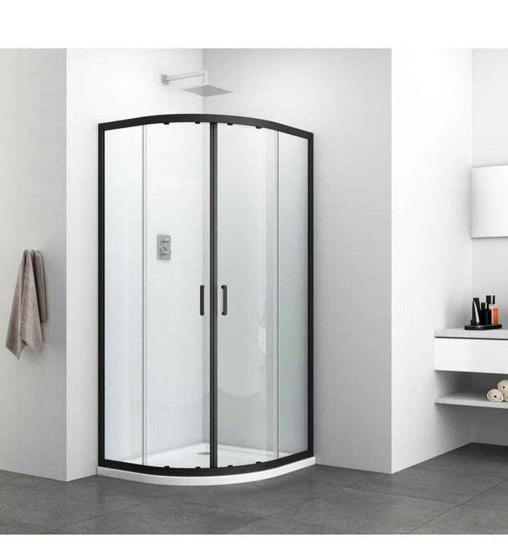 Douchecabine mat zwart NIEUW kwartrond 90x90, Doe-het-zelf en Verbouw, Sanitair, Nieuw, Douche, Glas, Ophalen