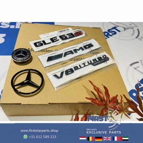 W166 W167 W292 GLE63S AMG LOGO SET GLE 63 S ZWART EMBLEMEN S, Auto-onderdelen, Carrosserie en Plaatwerk, Mercedes-Benz, Gebruikt