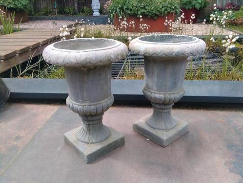Twee 2 bloempotten barok klassiek grijs antraciet zgan vazen, Tuin en Terras, Tuinvazen, Zo goed als nieuw, Ophalen of Verzenden