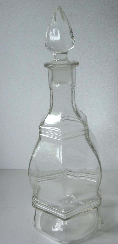 Zeshoekige karaf, helder glas, 29 cm hoog, doorsnede 10 cm a, Antiek en Kunst, Antiek | Glas en Kristal, Ophalen of Verzenden