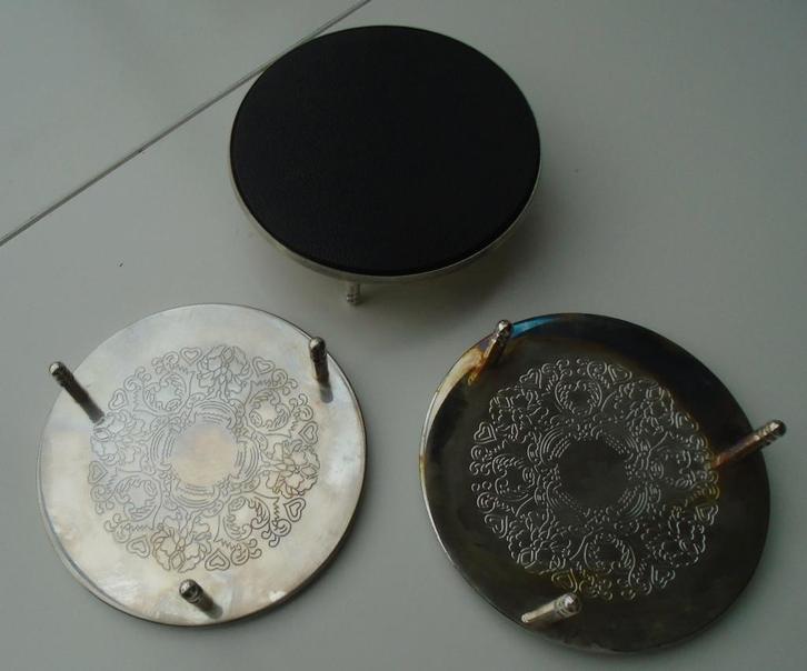 ONDERZETTERS VERZILVERD OP POOTJE DIA 11,5 CM NIEUW, Huis en Inrichting, Woonaccessoires | Onderzetters, Nieuw, Overig, Ophalen of Verzenden