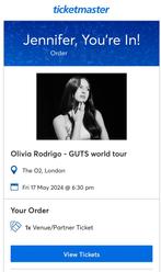 1x ticket Olivia Rodrigo, Tickets en Kaartjes, Concerten | Pop, Mei
