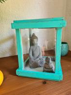 Windlicht lantaarn turquoise bohemian ibiza stijl, Ophalen of Verzenden, Zo goed als nieuw, Hout, Minder dan 25 cm