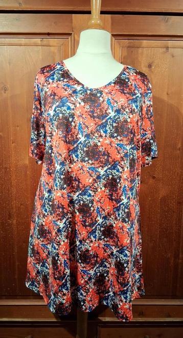 prachtig stretch jurkje oranje blauw 48/50 beschikbaar voor biedingen