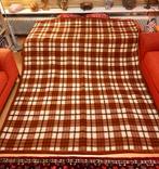 Supergrote vintage Aabe scheerwollen deken bruin/geruit, Bruin, Verzenden, Tweepersoons, Deken of Dekbed