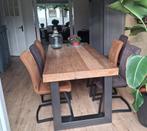 Eettafel steigerhout stalen U-poten 200 x 90, Ophalen, Gebruikt, 200 cm of meer, 50 tot 100 cm