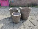 Bloempotset Roman Bruin (set van 3), Ophalen, Rond, Zo goed als nieuw, Minder dan 25 cm