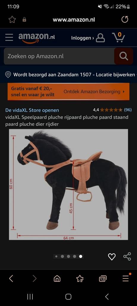 Speelgoed pluche paard zwart met geluid, Kinderen en Baby's, Speelgoed | Hobbelfiguren, Zo goed als nieuw, Ophalen of Verzenden