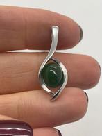 B689 Prachtige zilveren hanger groene jade, Sieraden, Tassen en Uiterlijk, Antieke sieraden, Ophalen of Verzenden, Zilver, Hanger
