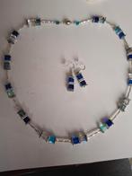 Exclusieve set ketting met oorbellen. Kristal in blauw tint, Sieraden, Tassen en Uiterlijk, Met kristal, Overige materialen, Blauw
