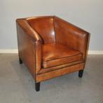 Schapenleren strakke fauteuil, Ophalen, Gebruikt, 75 tot 100 cm, Leer