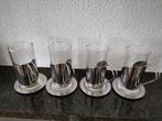 4 glazen met houder plus onderzetters. Roestvrijstaal., Ophalen