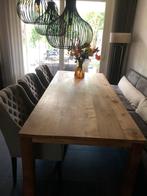 Teak tafel met 6 stoelen, Ophalen, Zo goed als nieuw, Landelijk, riviera maison, 6 tot 8 stoelen