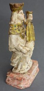 Om 1800-1850 Houten Beeld Sculptuur Madonna Maria met Kind, Ophalen of Verzenden