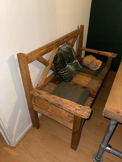Unieke eetkamerbank, Huis en Inrichting, Stoelen, Zo goed als nieuw, Drie, Hout, Bruin, Ophalen
