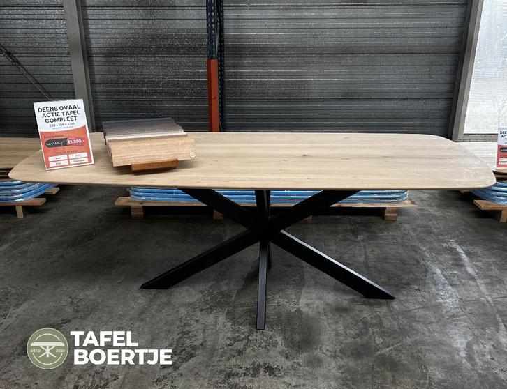 Deens ovaal eiken tafelblad 220 x 100 cm, Huis en Inrichting, Tafels | Eettafels, Nieuw, 100 tot 150 cm, 200 cm of meer, Vijf personen of meer