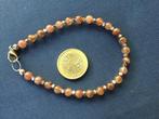 Armband van staal, hematiet en aardbeikwarts, Ophalen of Verzenden, Zo goed als nieuw, Zilver, Met edelsteen