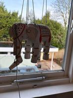 Antieke houten trekpop olifant - handgeschilderd, Huis en Inrichting, Ophalen of Verzenden, Gebruikt