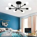 zwarte ijzeren plafondlamp, Ophalen of Verzenden, Zo goed als nieuw, Glas