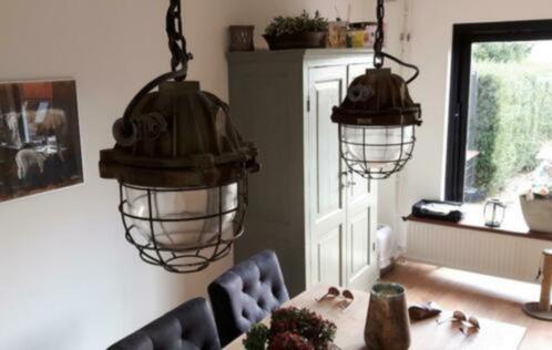 Fabriekslamp Industrielamp Mijnlamp Lamp Frankrijk Vintage, Antiek en Kunst, Antiek | Lampen, Ophalen of Verzenden