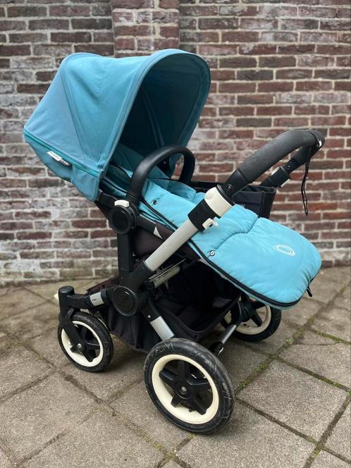 Bugaboo Donkey 2 Duo kleur Petrol zeer uitgebreide set, Kinderen en Baby's, Kinderwagens en Combinaties, Gebruikt, Combiwagen