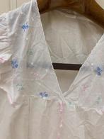 Vintage nachtjurk katoen  wit roze blauw M/L, Kleding | Dames, Maat 38/40 (M), Vintage, Ophalen of Verzenden, Zo goed als nieuw