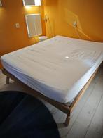 Mooi 2 pers. 160x200cm bed, mimimalistisch, incl matras, Ophalen, Bruin, Tweepersoons, Zo goed als nieuw