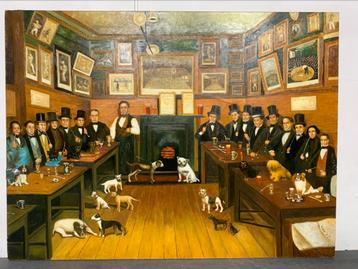 Toy dog club - schilderij - olie op doek  beschikbaar voor biedingen