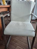 4 Witte lederen stoelen met RVS frame, Wit, Ophalen of Verzenden, Zo goed als nieuw, Vier