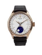 Rolex Cellini Moonphase Ref(50535), Sieraden, Tassen en Uiterlijk, Horloges | Heren, Goud, Zo goed als nieuw, Polshorloge, Leer