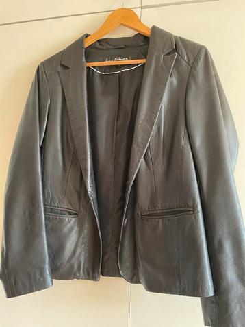 Zwarte leren blazer Frans Molenaar maat 42/44 beschikbaar voor biedingen