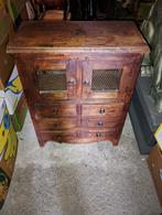 Indiaans Madras teak kastje met kleine lades, Huis en Inrichting, Kasten | Ladekasten, Gebruikt, Minder dan 100 cm, 25 tot 50 cm